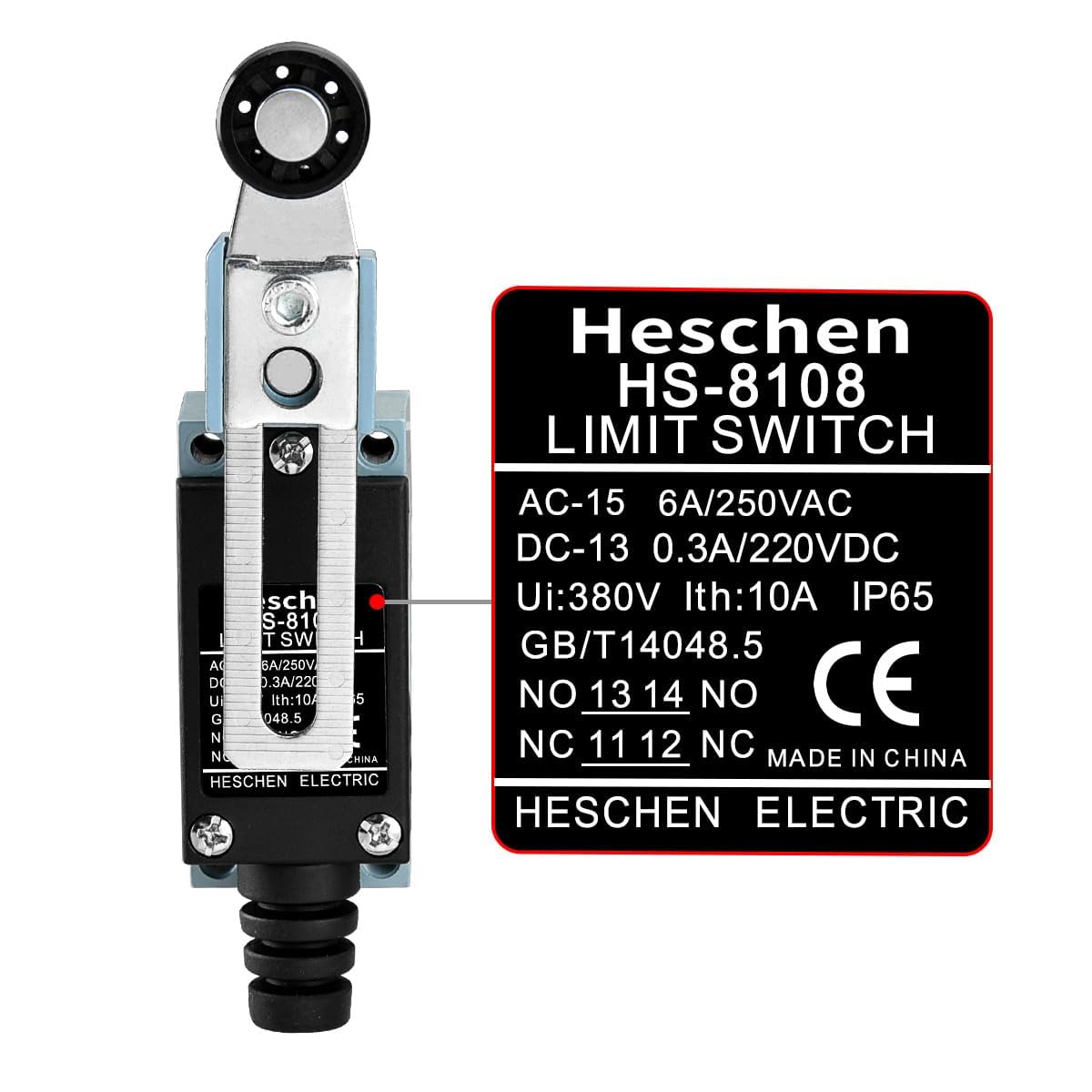 Heschen Limit switch HS-8108(TZ-8108) Adjustable Roller Lever 10A